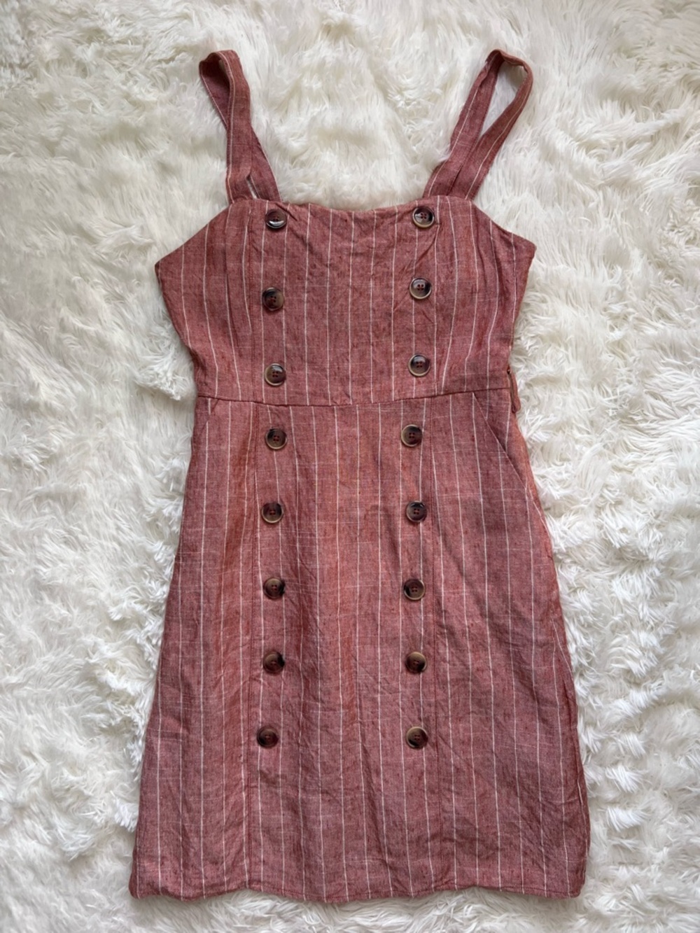 Forever 21 Linen Blend Red Pinstripe Summer Dress